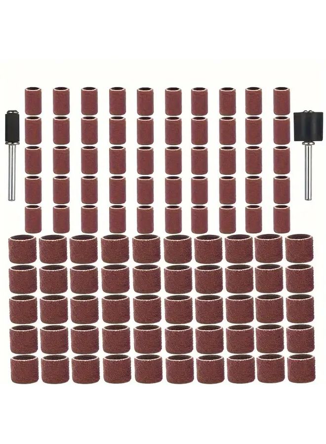 Large 180 Grit Sanding Kit 100pc with 2 Mandrels for Nail Drill Rotary Tools - Image 1